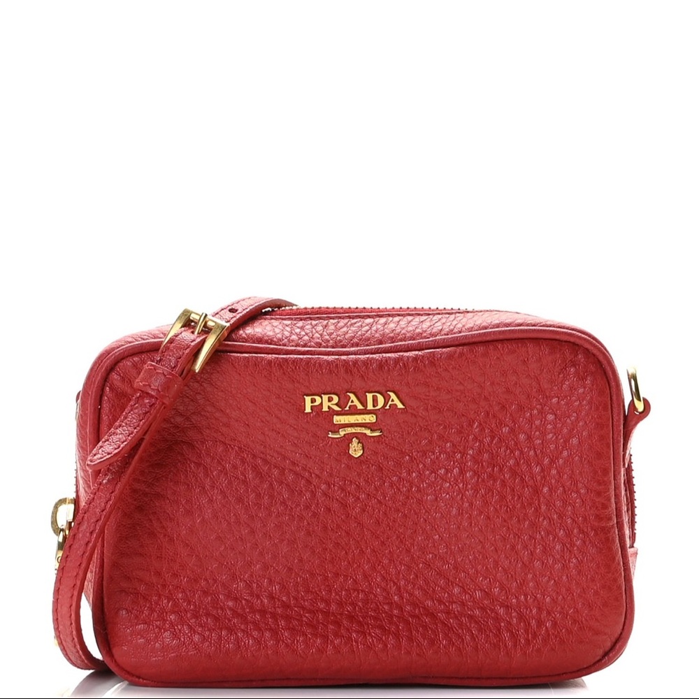 Prada Vitelli Daino Mini Camera Bag Rosso